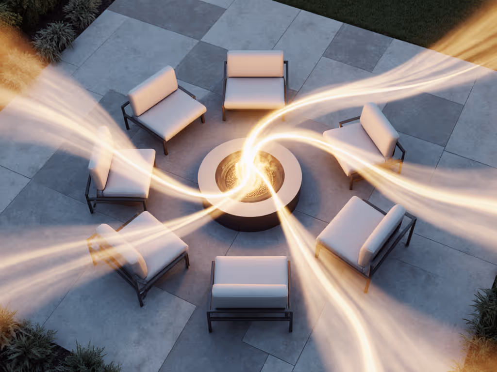 wind patterns around fire pit seating