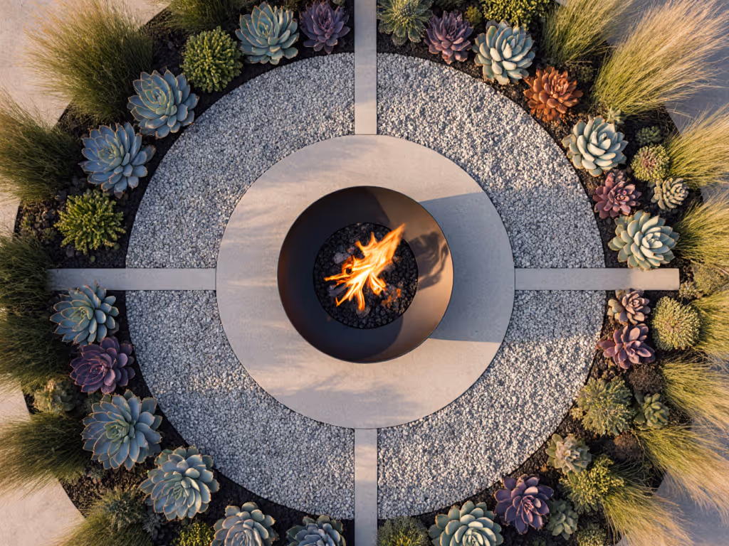 fire_pit_surrounded_by_gravel_and_succulents