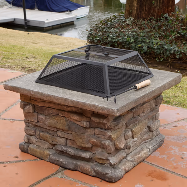 Christopher Knight Home Corporal Square Fire Pit, Stone
